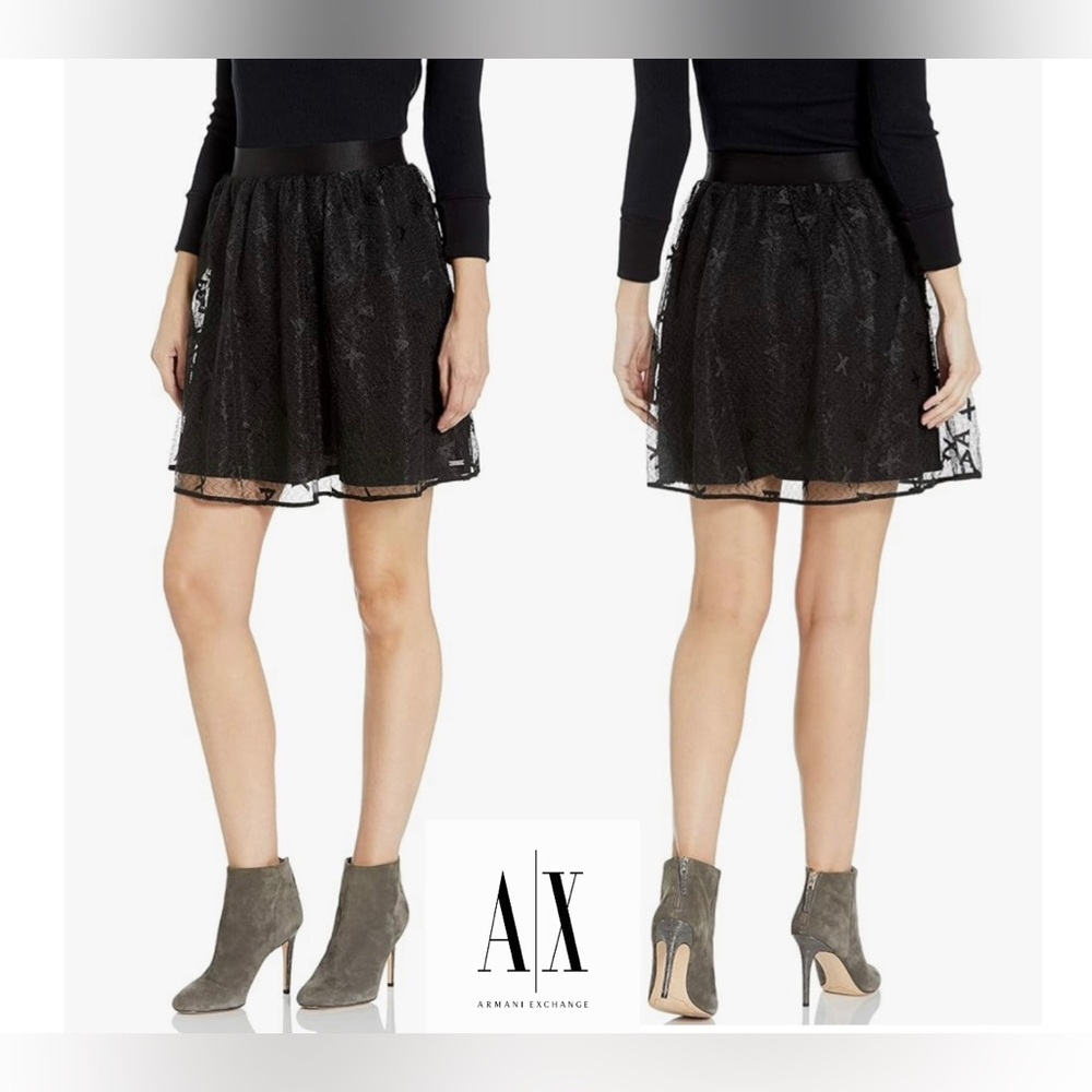 ARMANI EXHANGE Womens Logo Mesh Skirt - Size 6